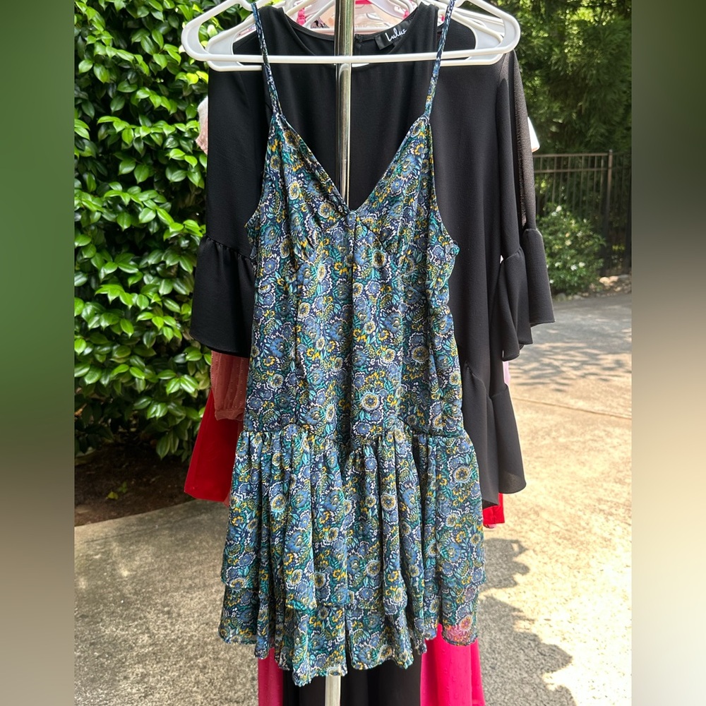 Floral Blue and Green Sun Dress